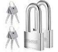 Cadenas en acier inoxydable, diamètre 50 mm, avec arc de serrure, système de clés identiques, lot de 2, avec 6 clés, pour intérieur et extérieur, résistantes à la corrosion