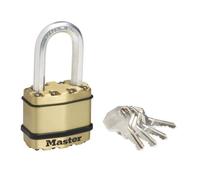 Master Lock Cadenas haute sécurité M1BEURDLF – Acier laminé, finition laiton, anse M 45 mm Extérieur