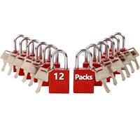 Cadenas en aluminium, 40 mm, à clé identique, avec large arc, 12 pièces, résistants aux intempéries, de couleur rouge