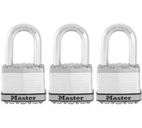 Cadenas Haute Sécurité Master Lock M115EURTRILF cier Laminé Recouvert, Extérieur, Anti-rouille, Anse M