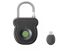 Cadenas intelligent pour empreintes digitales avec décodeur Type-C rechargeable 0,5 s pour déverrouiller câble en acier antivol pour casiers de gym, sacs à dos, valises