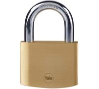 Cadenas laiton - YALE - Y110B/60/132/1 - 60 mm - Anse acier cémenté - 3 clés - Pour trappes d'accès, chaînes, échelles, portails
