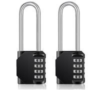 Cadenas Long Code Exterieur Pour Portail, Abri de Jardin, Grande Cadenas Code 4 Chiffres (2 Pièces, Noir)