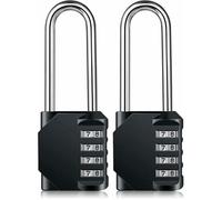 Cadenas Long Code Exterieur Pour Portail, Abri de Jardin, Grande Cadenas Code 4 Chiffres (2 Pièces, Noir)