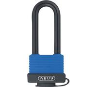 Cadenas extérieur ABUS 70IB/50HB80 Aqua Safe - Corps laiton, anse inox longue 9 mm 80 mm, Cylindre à goupilles, Niveau ABUS 6 Noir/Bleu