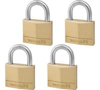 Cadenas massifs à clé identique Laiton argenté Pack de 4 - Haute qualité - Durable