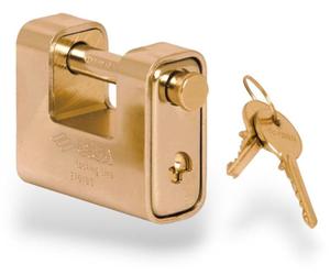 Cadenas monobloc anti-effraction en laiton revêtu d'acier cémenté nickelé CISA LOCKINGLINE 21810 - 65 mm