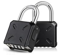 Cadenas numérique à 4 chiffres, résistant aux intempéries, pour une utilisation en extérieur | Barre en acier trempé de 8 mm, code réglable, couleur noire