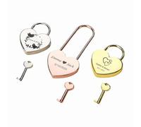 Cadenas personnalisé en forme de cœur, cadenas gravé avec clé, serrure gravée pour couple, serrure d'amour personnalisée (doré)