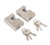 Cadenas Robuste 2 Pièces, Quincaillerie en Acier Massif trempé, Serrure Monobloc Rectangulaire avec 6 Clés, Haute sécurité pour Porte de Garage et Maison