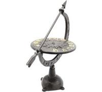 Cadran solaire en fer forgé antique FISHTEC gnomon chiffres visibles résistant aux intempéries déco à poser ou fixer jardin Noir G