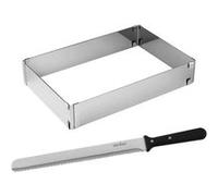 Cadre a gâteaux rectangulaire réglable et couteau a pâtisserie - ZENKER - Smart Pastry - 30 cm Inox