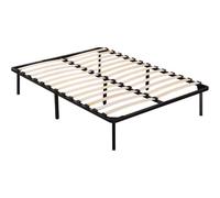 Cadre à lattes + pieds pour matelas 140 x 190 cm - 13 lattes Noir