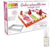 Cadre à pâtisserie extensible rectangle + 1 poudre alimentaire irisée dorée Multicolore G