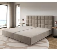 Cadre-à-sommier-tapissier Dream-Fine microfibre beige 200x200 cm