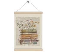 Cadre à suspendre pour affiche florale vintage 30,5 x 40,6 cm, décoration murale vintage, livre floral rétro, décoration murale botanique pour salle de classe, maison, bibliothèque
