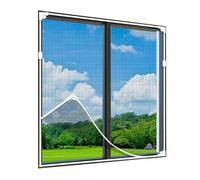 (Cadre blanc, filet gris) Moustiquaire extensible à fixation magnétique - Dimensions : 150 x 180 cm