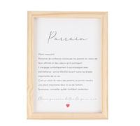 CADRE BOIS LETTRE DÉFINITION PARRAIN 14.5X19.5CM Beige, Ivoire, Crème, Écru, Naturel, Taupe