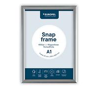 Cadre clipsable A1 25 mm argent, film PET antireflet, 625 x 872 mm | Cadre mural en aluminium argenté avec ouverture clipsable, coins à 45° et film PET antireflet pour affiches A1