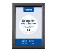 Cadre Clipsable A4 Aluminium Noir, Profil 25 mm, Porte-Affiche Mural | Extérieur 241 x 328 mm, zone visible 190 x 277 mm, dos polystyrène, film antireflet, coins biseautés 45°, fixations incluses