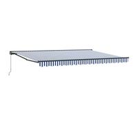Cadre d'Auvent Bleu et Blanc 450 x 300 cm | Store rétractable, manivelle ou télécommande, tissu polyester PU, cadre acier aluminium, fixation murale, jardin terrasse