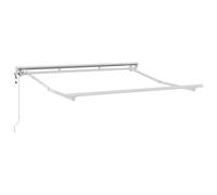 Cadre d'auvent réglable blanc 2,5 x 2 m en acier revêtu par pulvérisation avec bras articulé et manivelle pour balcon, terrasse, jardin, protection solaire et matériel de fixation