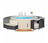 vidaXL Cadre de Bain à remous Noir résine tressée Bois Massif d'acacia, Enceinte de Bain à remous, Enceinte de Spa, Enceinte de Bain à remous extérieur