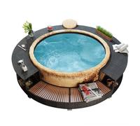 Cadre de bain à remous - vidaXL - Résine tressée - Noir - Diamètre 283 cm