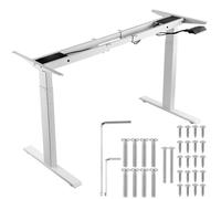 VEVOR Cadre de bureau debout double moteur, hauteur réglable 70-117 cm, pieds de bureau d'ordinateur électrique, longueur 110-178 cm, base de poste de travail pour la maison, cadre uniquement, blanc