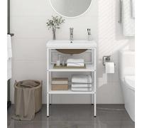 Cadre de Lavabo de Bain Vasque à Encastrer Fer Multi-taille Blanc/Noir vidaXL