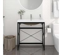 vidaXL Cadre lavabo Fer Noir
