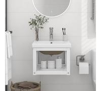 vidaXL Cadre lavabo mural Blanc