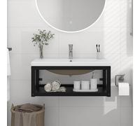 Cadre de Lavabo de Bain Vasque à Encastrer Fer Multi-taille Noir/Blanc vidaXL