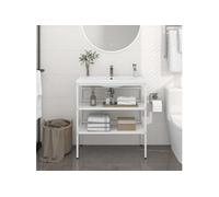 Cadre de lavabo de salle de bain Blanc 79x38x83 cm Fer