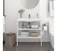 vidaXL Cadre de lavabo de salle de bain Blanc 79x38x83 cm Fer