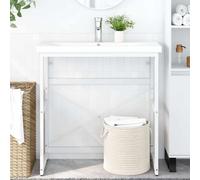 vidaXL Cadre de lavabo de salle de bain Blanc 40x38x83 cm Fer