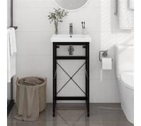 Cadre de lavabo de salle de bain Noir 40x38x83 cm Fer Noir G