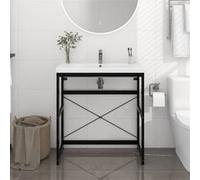Cadre de lavabo de salle de bain Noir 79x38x83 cm Fer Noir G