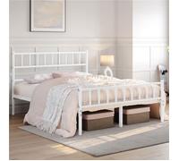 Cadre de Lit 160×200 cm Métallique Moderne avec Sommier Lit Double pour 2 personnes à Lattes Surface de Couchage Blanc YAHEETECH