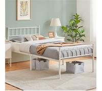 Cadre de Lit 90×190 cm Métallique Moderne pour Adultes Lit pour 1 personnes à Lattes Surface de Couchage Blanc YAHEETECH
