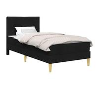 Cadre de lit 90 x 190 cm noir avec matelas en mousse et sommier à lattes | Contreplaqué robuste, pieds en plastique tournés, nettoyage facile, design moderne, sommier fixe