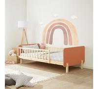 Cadre de lit 90x200 cm avec Matelas Lit enfant Rouge Lit en bois Pin Massif Lit simple Lit à barreaux Sommier à lattes Lit bébé