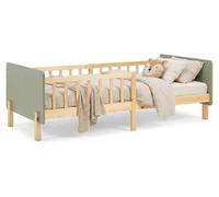 Cadre de lit 90x200 cm Lit enfant Vert Lit en bois Pin Massif Lit simple Lit à barreaux Sommier à lattes Lit bébé