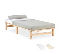 Cadre de lit 90x200 en bois massif Matelas Sommier à lattes Simple Homestyle4u