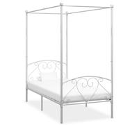 Cadre de Lit à Baldaquin Blanc Métal 90x200 cm Simple Adulte Chambre vidaXL