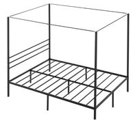 Cadre de lit à baldaquin en métal SucceBuy (queen size), conception robuste avec une capacité de charge de 363 kg, sommier à lattes en acier pour un soutien optimal, espace de rangement sous le lit, p