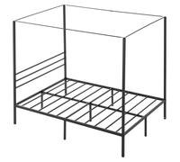 Cadre de lit à baldaquin en métal SucceBuy (taille double), design élégant et construction robuste (capacité de charge jusqu'à 363 kg), sommier à lattes en acier durable, espace de rangement supplémen