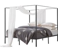 Cadre de lit à baldaquin Kingsize - Lit à baldaquin métallique supportant une charge de 363 kg - avec design de lit à baldaquin et support de lattes en acier robuste - espace de rangement sous le lit 