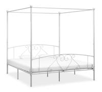 Cadre de lit à baldaquin pour Adulte-Enfant, Support Moustiquaire, Blanc Métal 180x200cm - 8141&MEUBLE