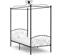 Cadre de lit à baldaquin sans matelas noir métal 90x200 cm noir G